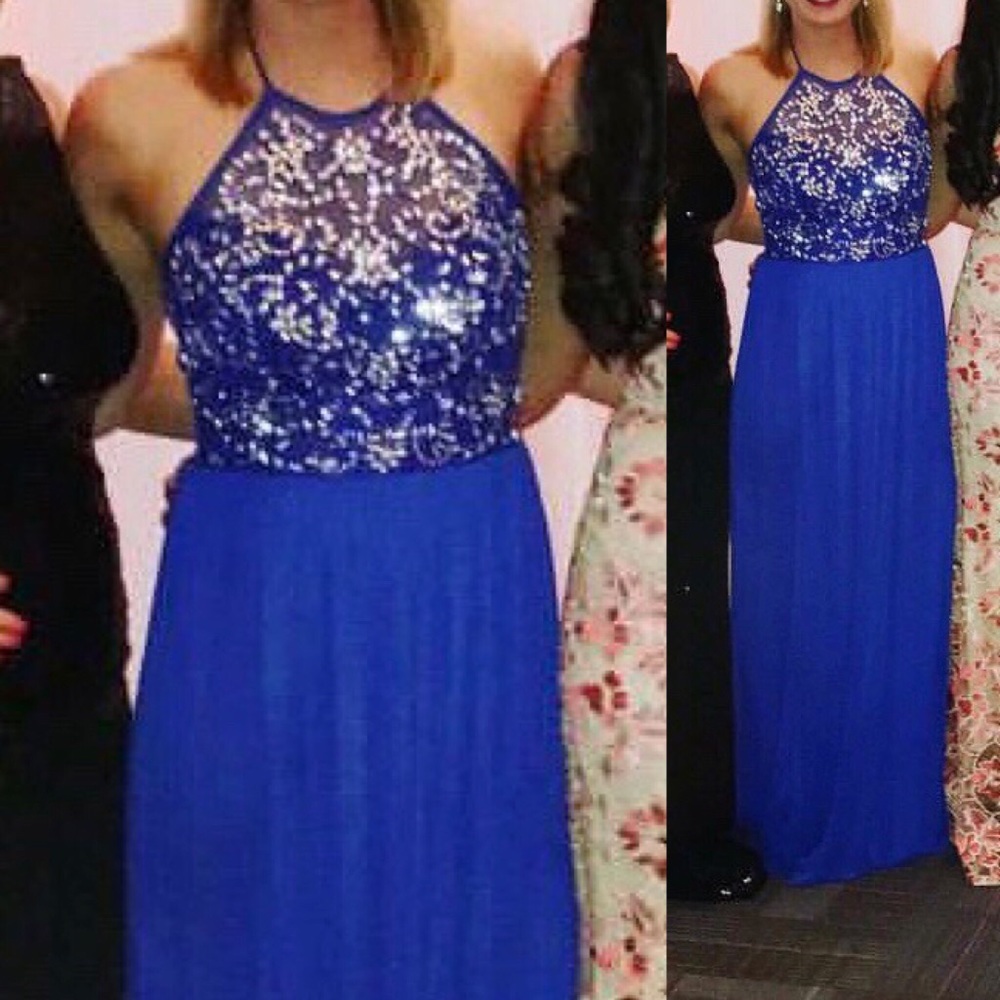 Long royal blue sequin dress